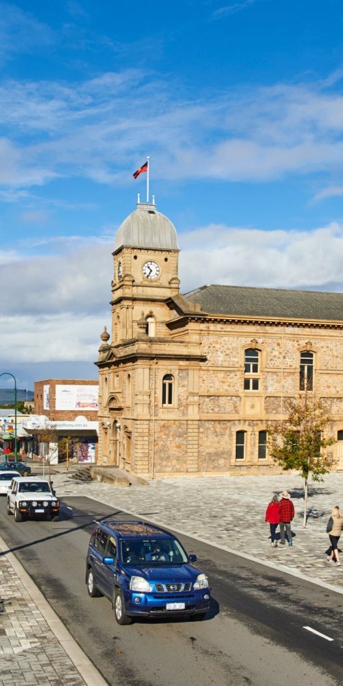Tram passing historic Albany street