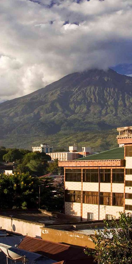 Busy tram interior in Arusha