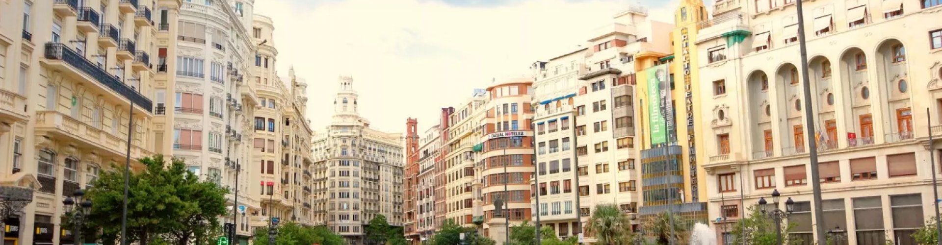 Night tram on cobblestones in Valencia