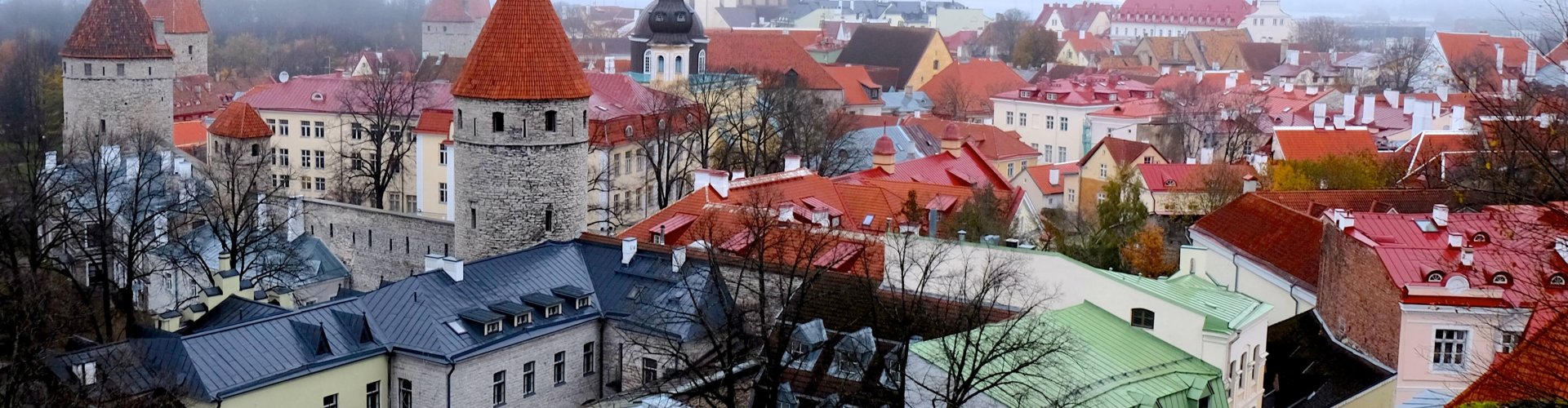 Night tram gliding past cobblestone streets in Tallinn