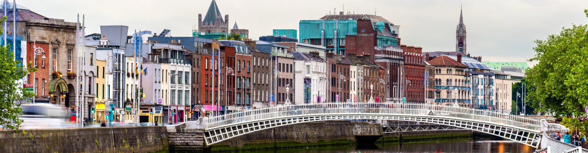 Dublin tram approaching stop in city centre