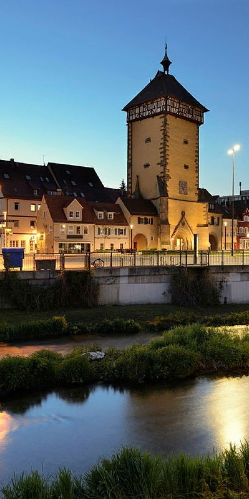 Evening metro tram in Reutlingen