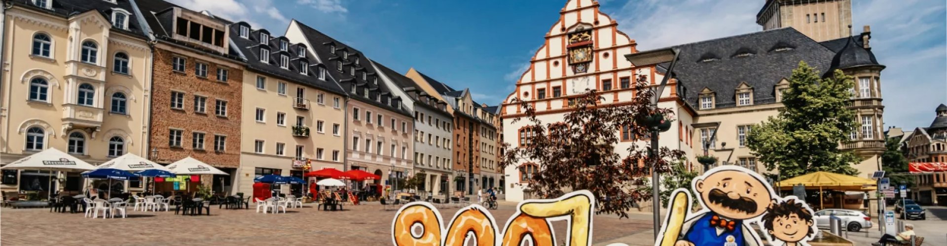 Night tram on cobblestones in Plauen