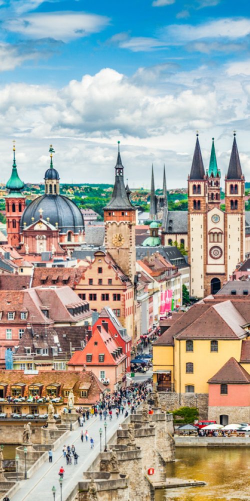 People boarding a tram in Würzburg
