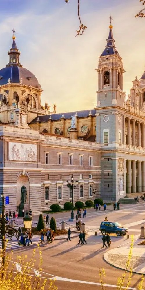 Peaceful tram stop in Madrid