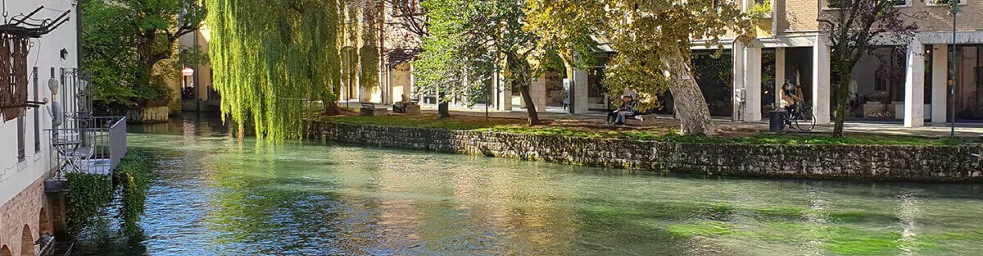 Night tram gliding on cobblestones in Treviso