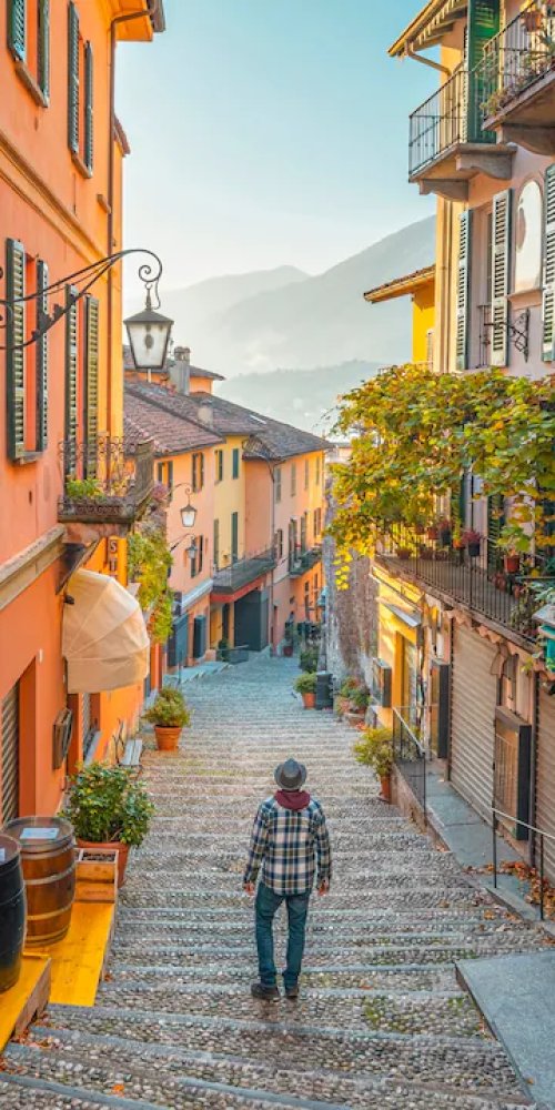 Quiet tram station at off-peak time in Fino Mornasco