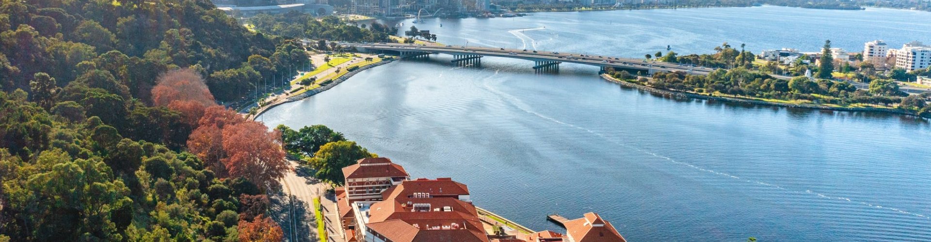 Perth tram and cityscape