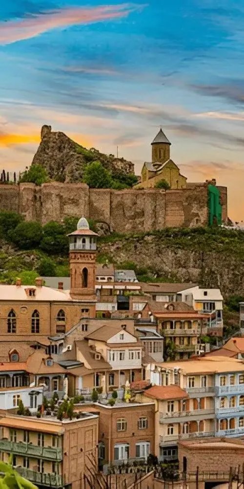 Tbilisi tram at dusk