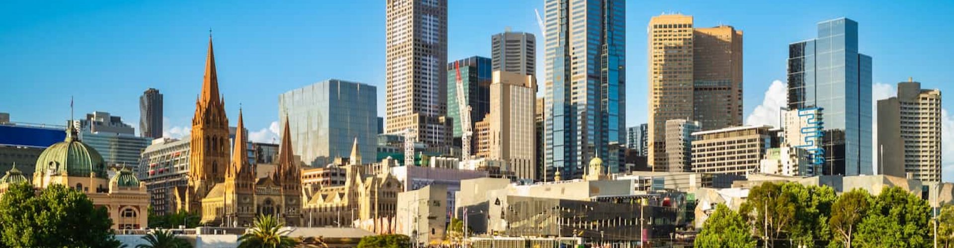 Melbourne tram against city skyline