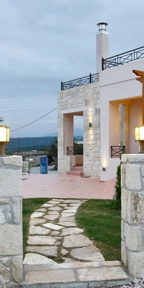 Evening tram illuminated in Kolimvari