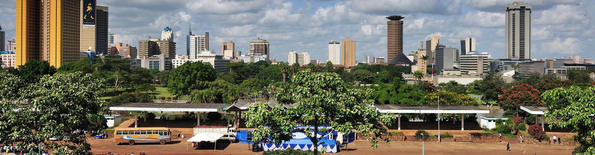 Night tram gliding over cobblestones in Nairobi