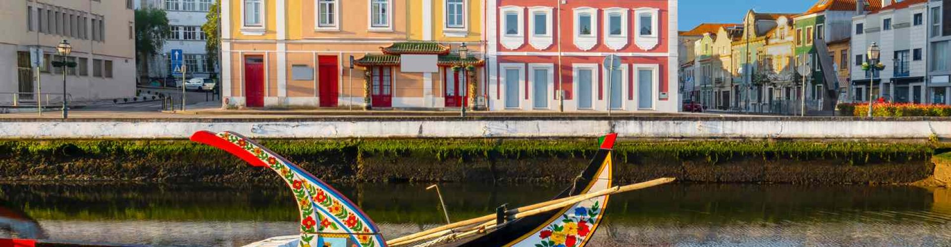Aveiro tram on cobbled street