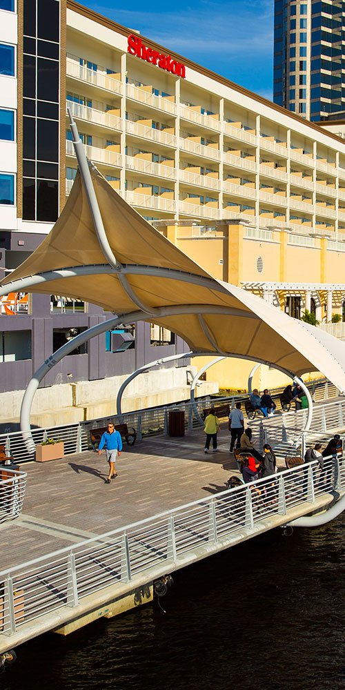 Evening tram in downtown Tampa