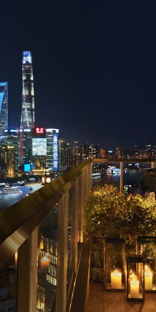 Calm Shanghai tram at sunset