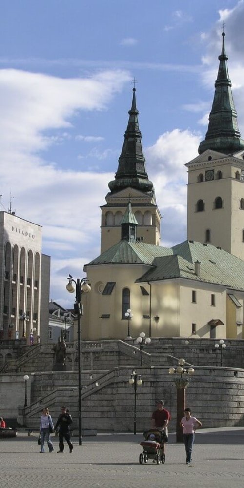 Žilina tram at sunset
