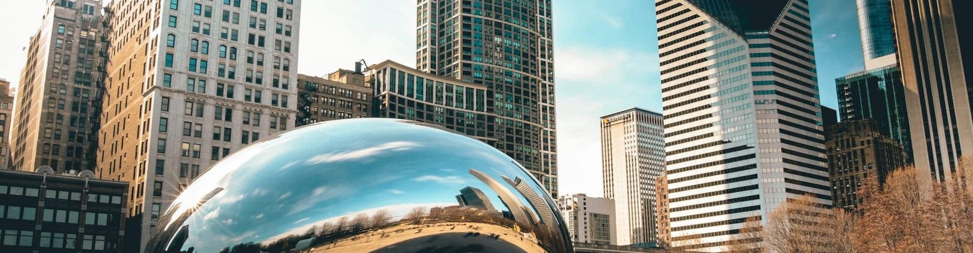 Night tram on cobblestones in Chicago