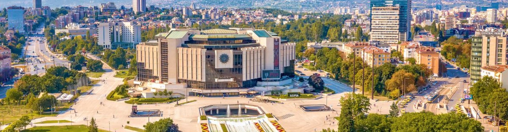 Night tram gliding on Sofia cobblestones