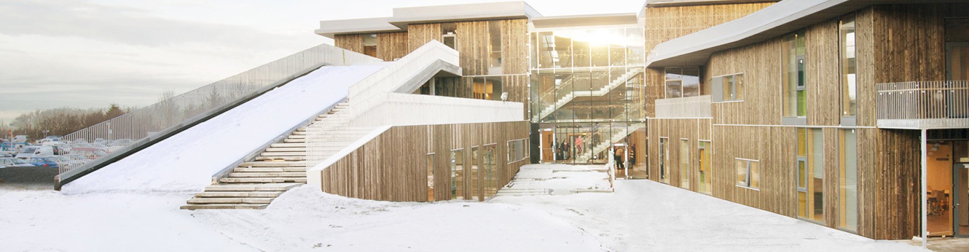 Night tram on Mosfellsbær cobbled streets