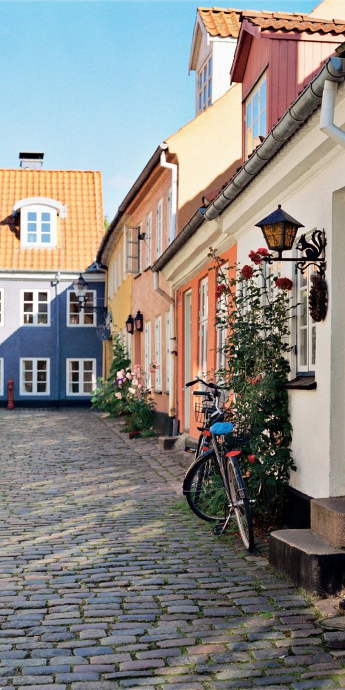 A passenger waiting at Aalborg bus stop during off-peak