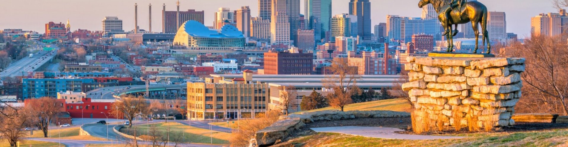 Kansas City public transport tram and pedestrians