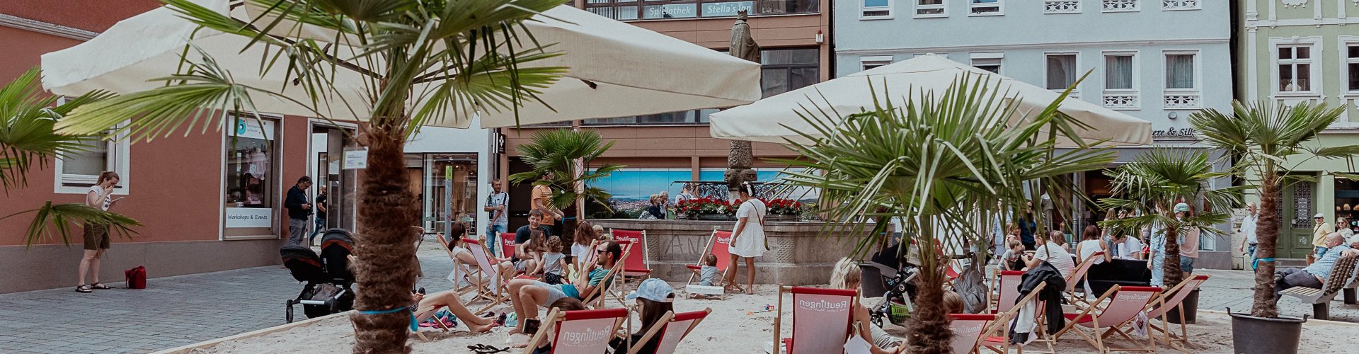 Night tram on cobblestone street in Reutlingen